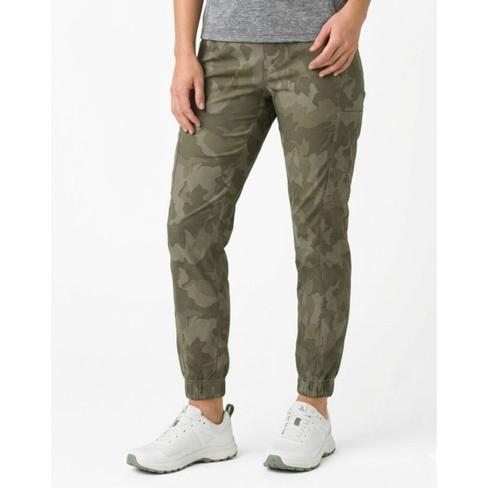 prAna Halle Jogger II Pants Womens Size S Sage Camo Hiking ReZion Cargo EUC
